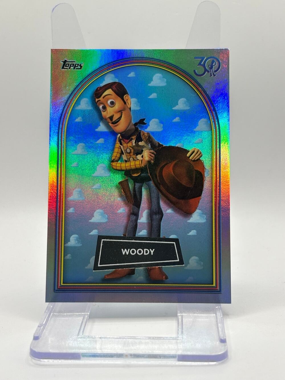 2025 Topps Toy Story Woody 30th Anniversary Rainbow Foil Refractor Disney